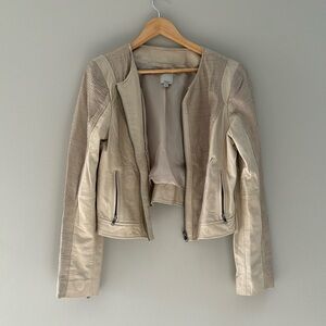 Halogen Beige Leather Jacket